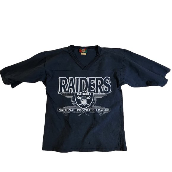 Vintage M Las Vegas Raiders Football Shirt 3/4 length V-Neck Sweatshirt Jersey - Picture 2 of 6